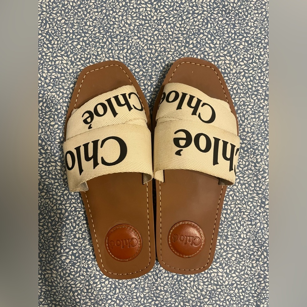 Chloe Woody Flat Mule Sandals